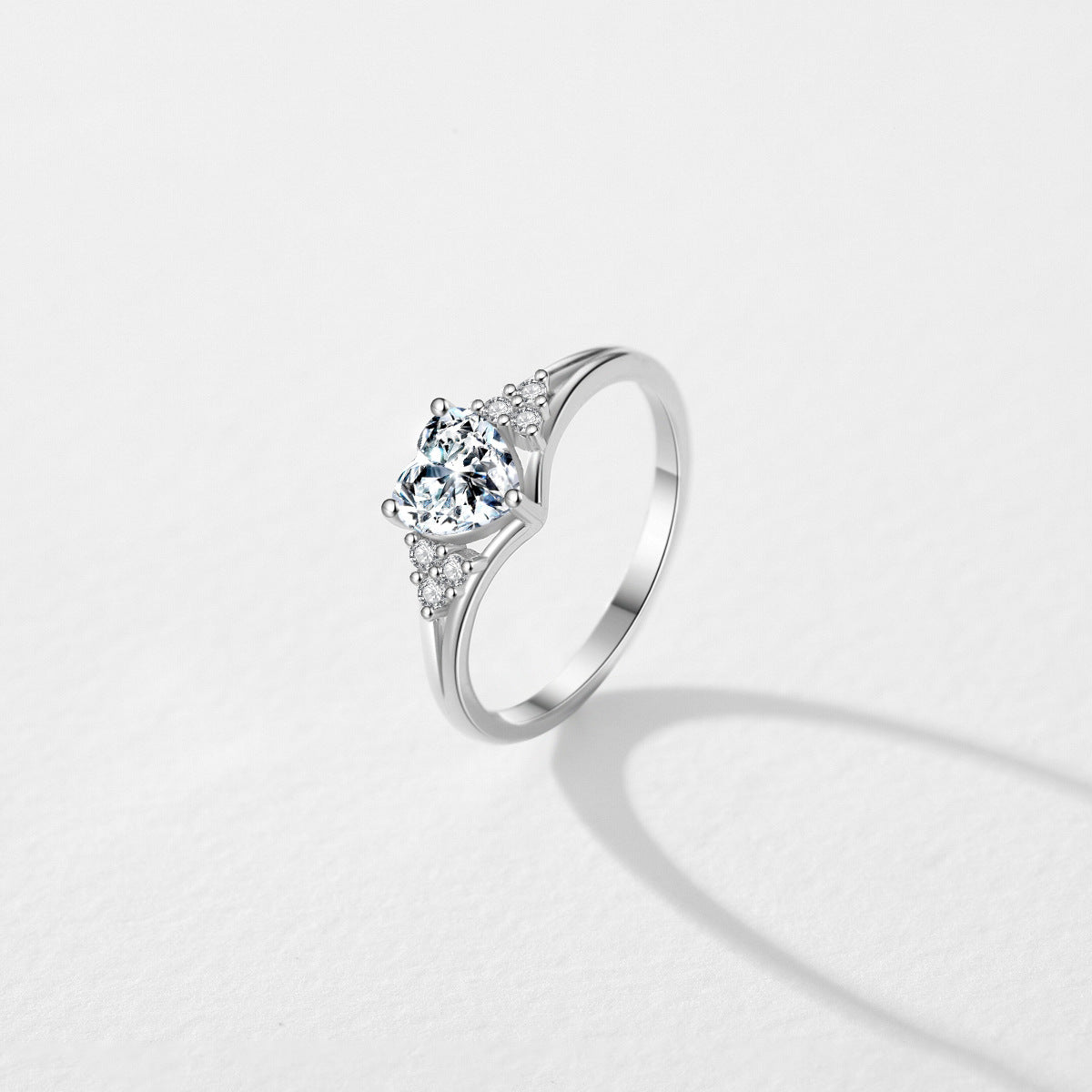 Crown Heart Zircon Sterling Silver Wedding Ring