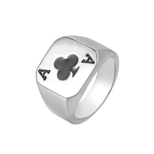 Men's Titanium Steel Playing Card Ring