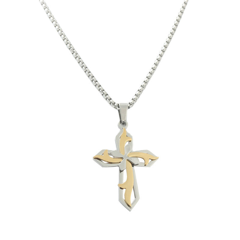 Personalized Retro Titanium Steel Cross Pendant Necklace for Men - Trendy Everyday Accessory