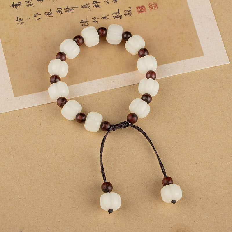 Fortune's Favor Sterling Silver Bracelet with White Jade and Sandalwood