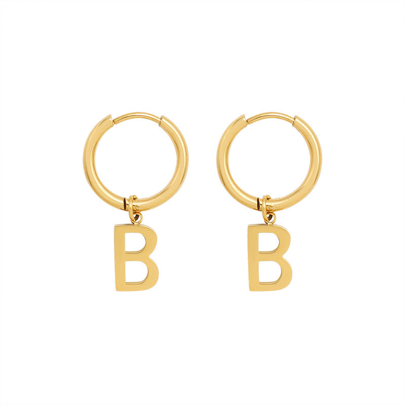 Retro Letter B Earrings - Trendy Titanium Steel Jewelry