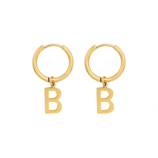 Retro Letter B Earrings - Trendy Titanium Steel Jewelry