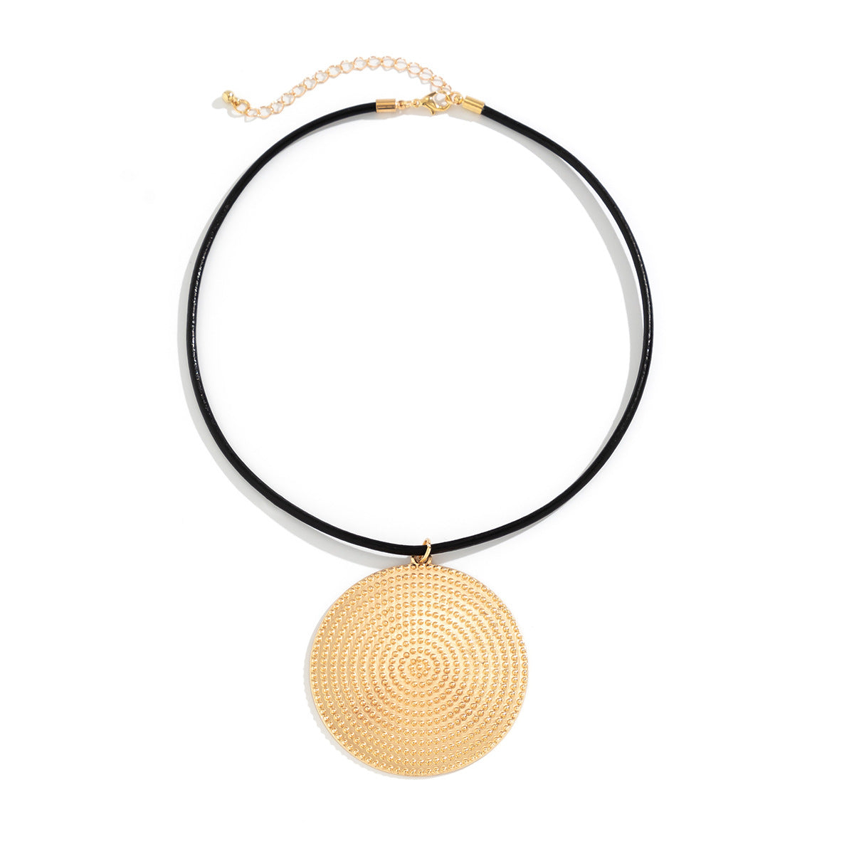 Exaggerated Thread Pendant Necklace with Simple Metal Disc Collar