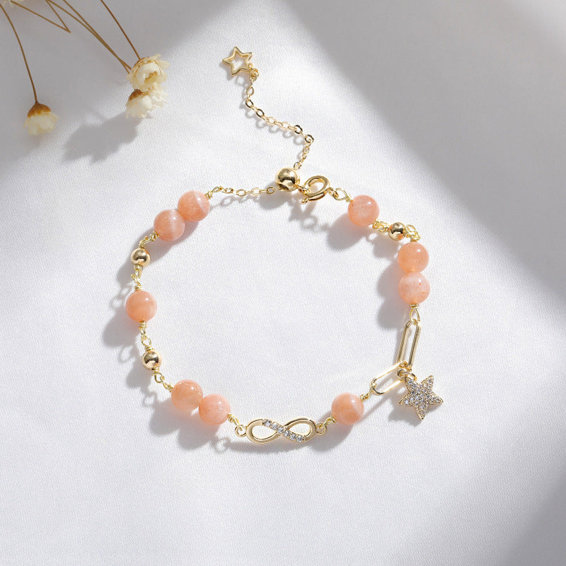 Sunstone Crystal Mobius Hand Bracelet