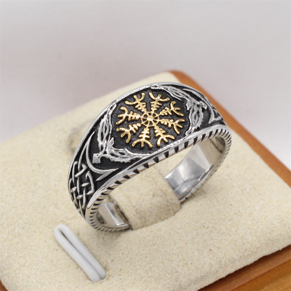 Personalized Retro Viking Celtic Titanium Steel Ring for Men - European & American Wholesale Jewelry