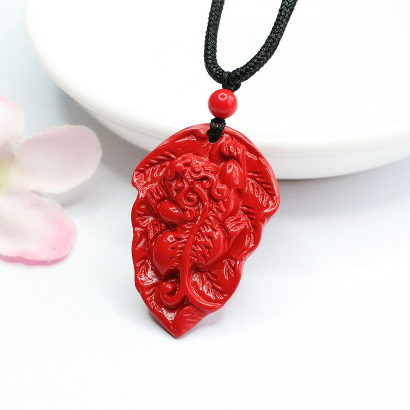 Cinnabar Pendant Red Sand Pixiu Leaf Pendant Jewelry