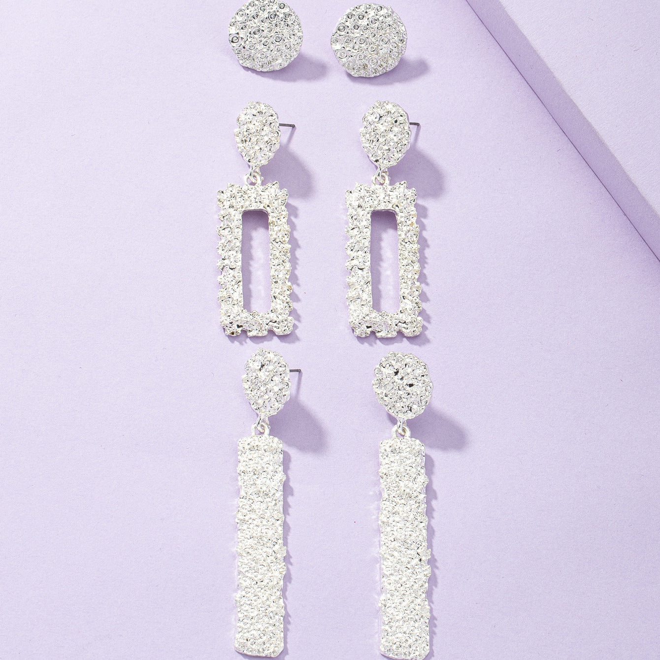 Wholesale Metal Textured Earrings Set - Fashion Statement Collection