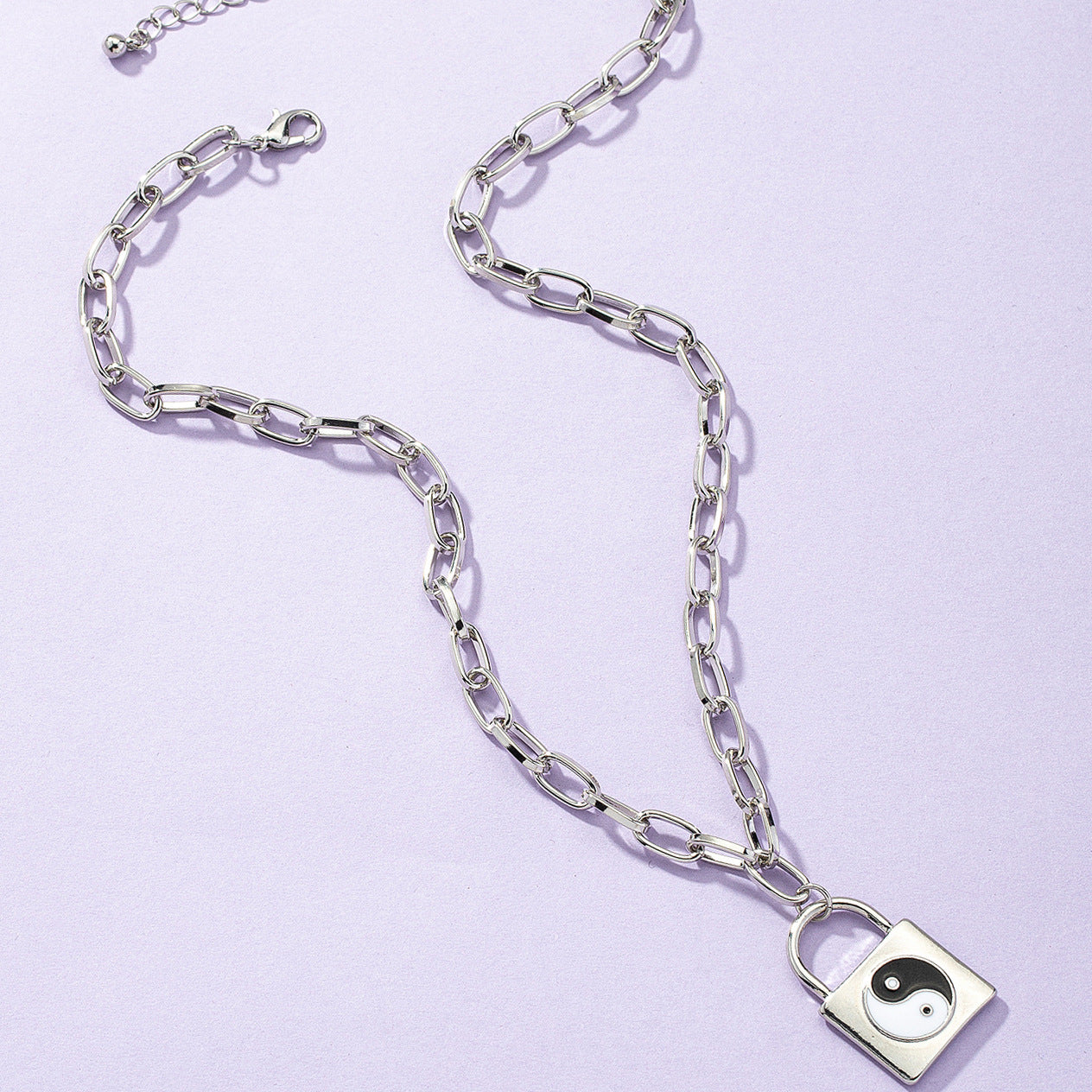 Exaggerated Lock Necklace with Cross-Border Charm