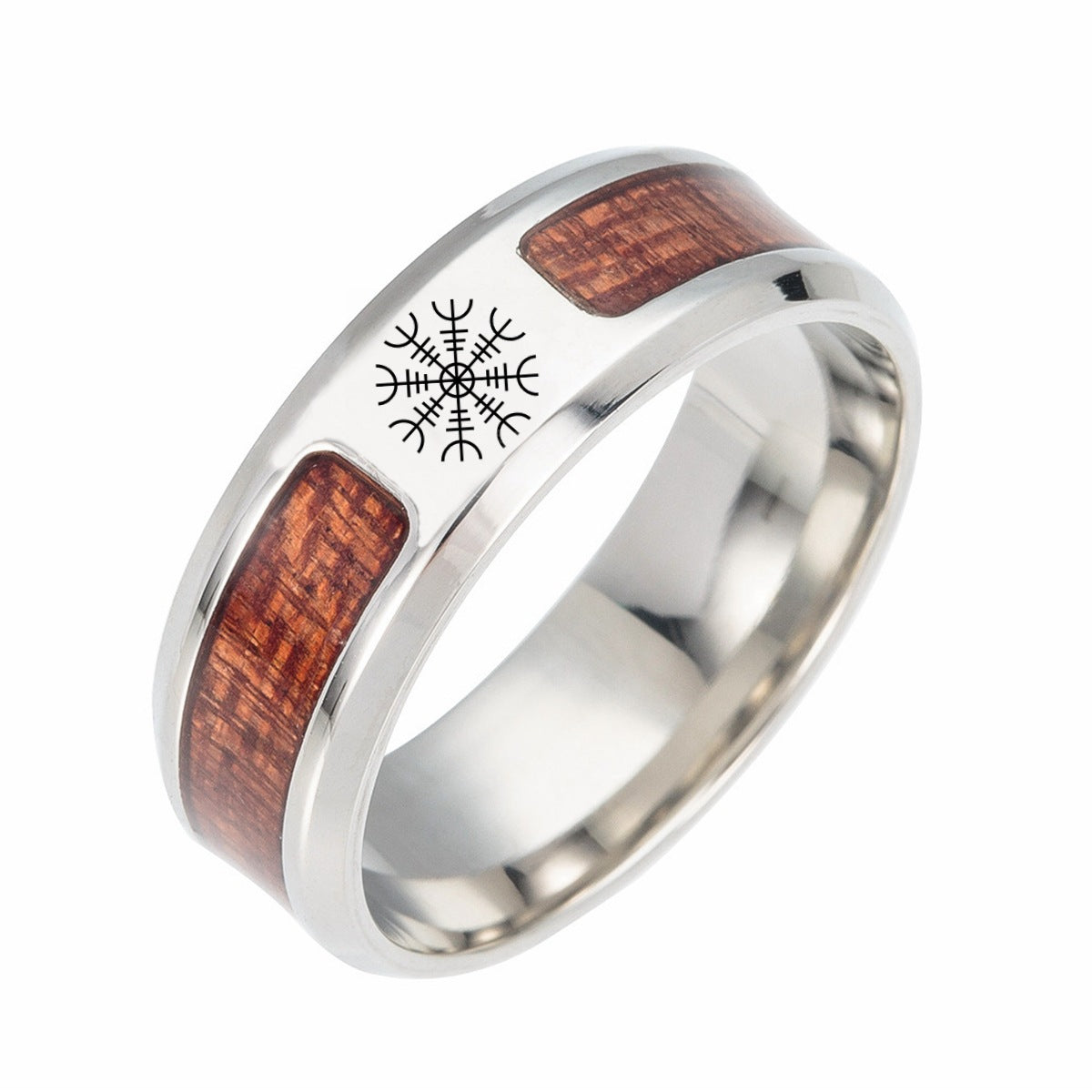 European Charm Steel Rune Ring with Celtic Knot for Men