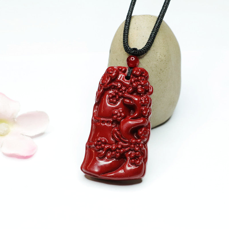 Fortune's Favor Cinnabar Pendant: Sterling Silver Jewelry Piece