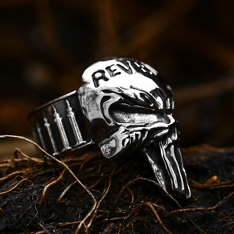 Titanium Steel Skull Letter Ring for Men - Cross-Border Punisher Film & Television Accessory