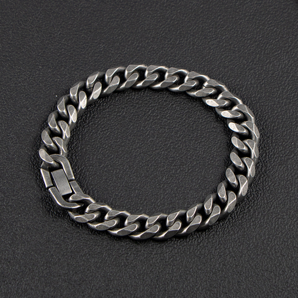 Men's Stylish Titanium Steel Cuban Bracelet - Chic Six-Sided Polished Finish