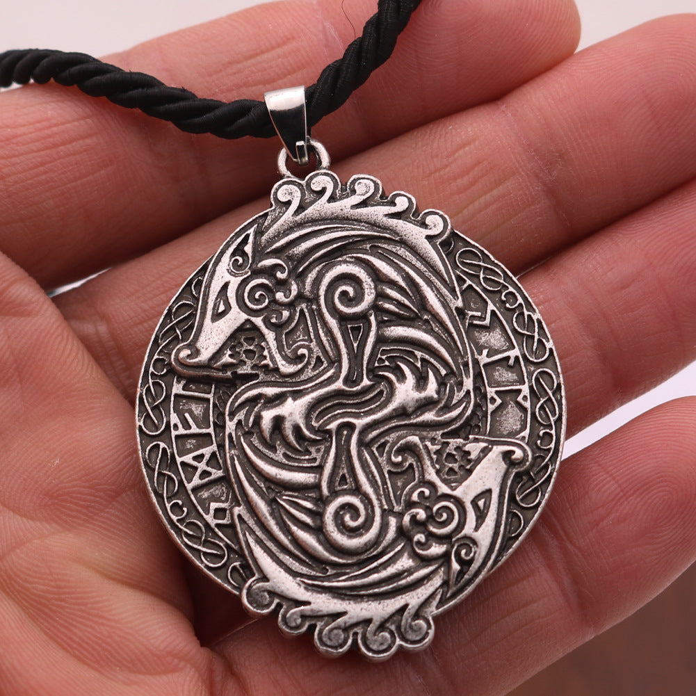 Nordic Legacy Viking Necklace with Metal Bibcock Pendant