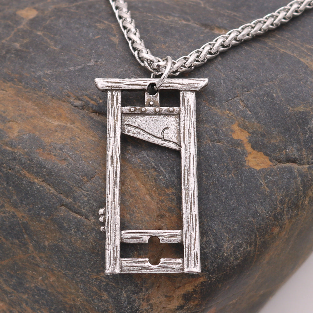 Gothic Rock Pendant Necklace with Axe Photo Frame Detail