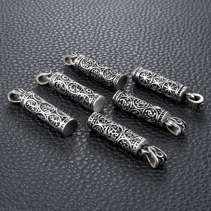 Retro Hip Hop Titanium Steel Fish Bone Pendant for Men - Personalized Stainless Steel Perfume Bottle Design