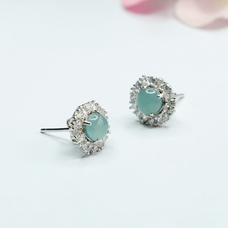 Sterling Silver Jade Stud Earrings