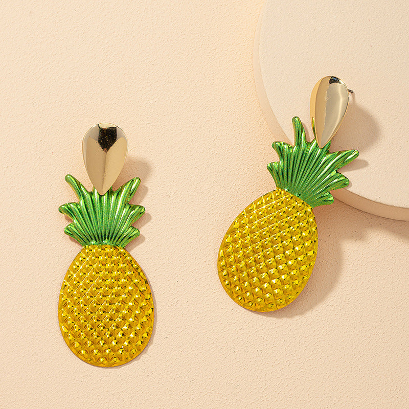 Exaggerated Fashion: Colorful Pineapple Earrings with Cross-Border Appeal