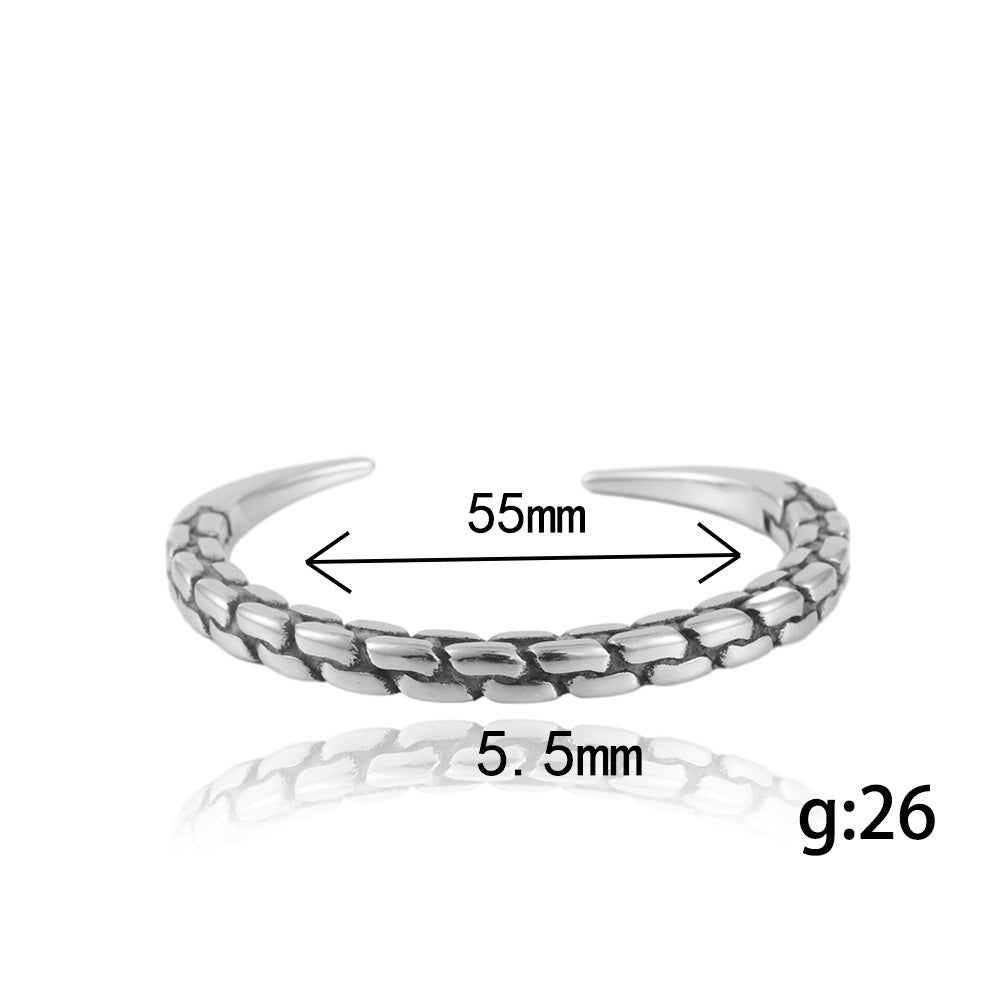 Titanium Steel Open Stone Pattern Bracelet for Men - Trendy Hemp Rope Design