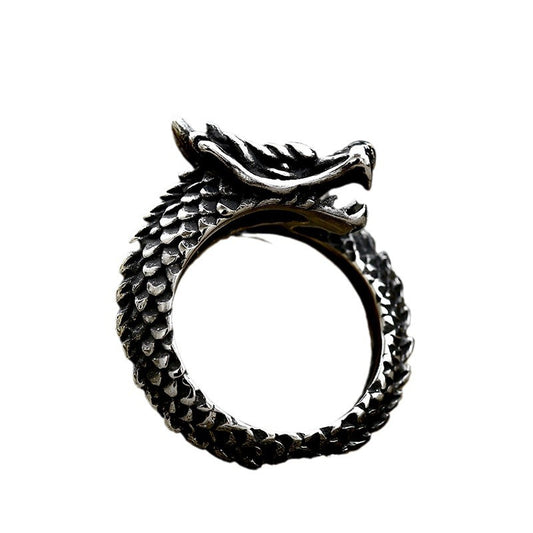 Titanium Steel Dragon Ring for Men - Retro Domineering Faucet Design, Cross-Border Wholesale Jewelry