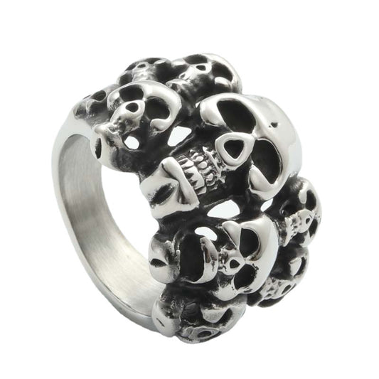 Titanium Steel Skull Ring for Men - Retro Trendy Full Finger Accessory