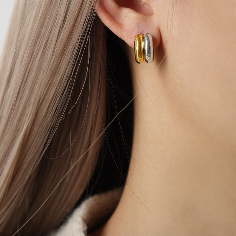 Golden Geometric Double-Layer Earrings - Stylish Women's Jewelry