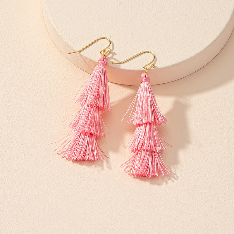 European and American Layered Tassel Earrings - Vienna Verve Collection