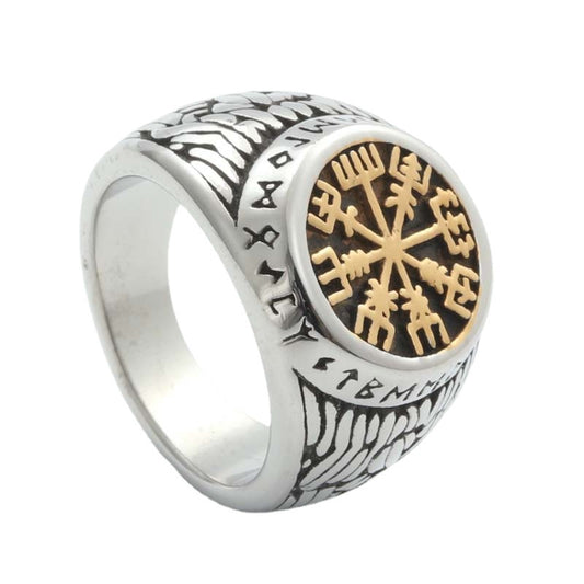 Titanium Steel Viking Compass Ring for Men - Retro Trendy Jewelry Accessory