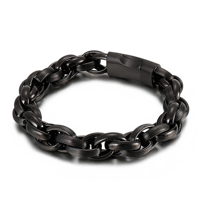 Urban Fusion Titanium Steel Gold Double Ring Men's Bracelet