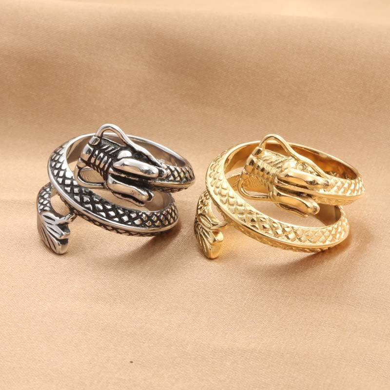 Titanium Steel Dragon Ring for Men - Retro Trendy Animal Accessory Direct from Manufacturer