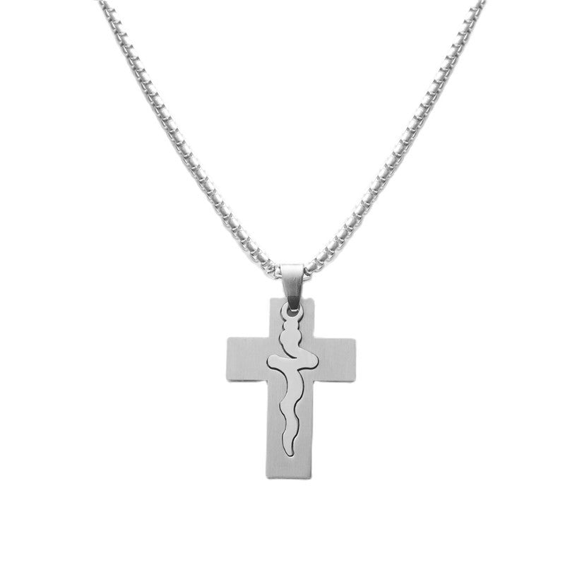 Personalized Retro Titanium Steel Cross Pendant Necklace for Trendy Men