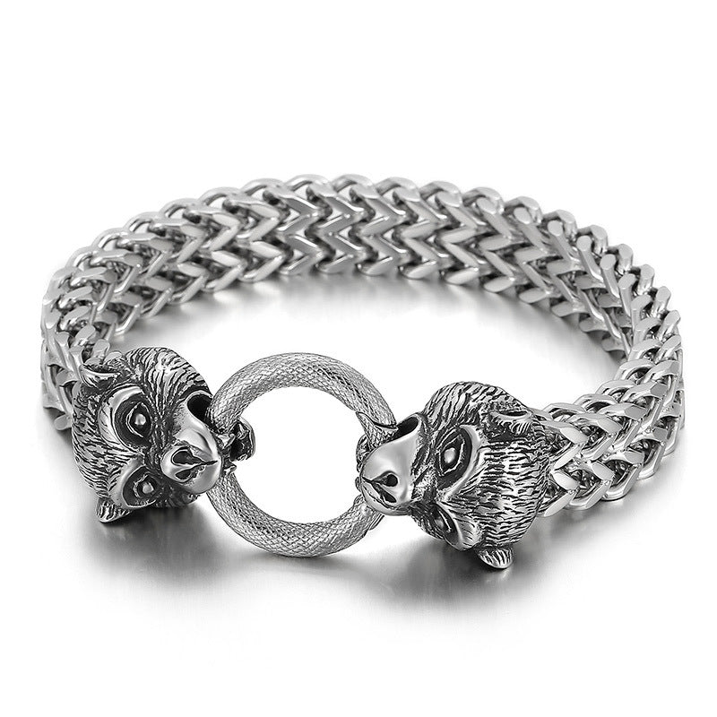 Zodiac-Inspired Double-Layer Titanium Steel Bracelet for Men