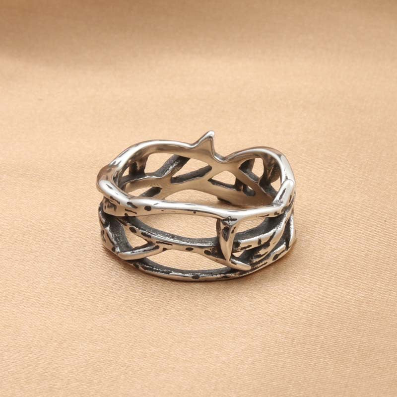 Urban Edge Titanium Steel Thorn Ring for Men - Trendy Couple's Gift