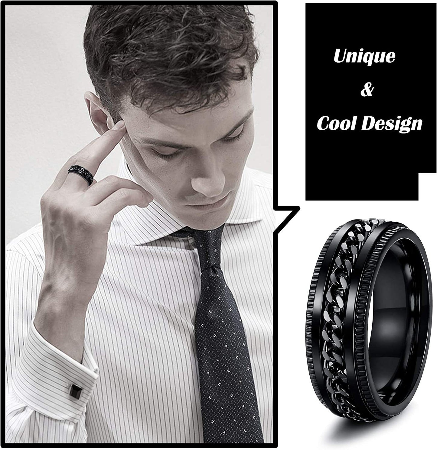 Rotating Titanium Steel Ring with Punk Style Design for Men