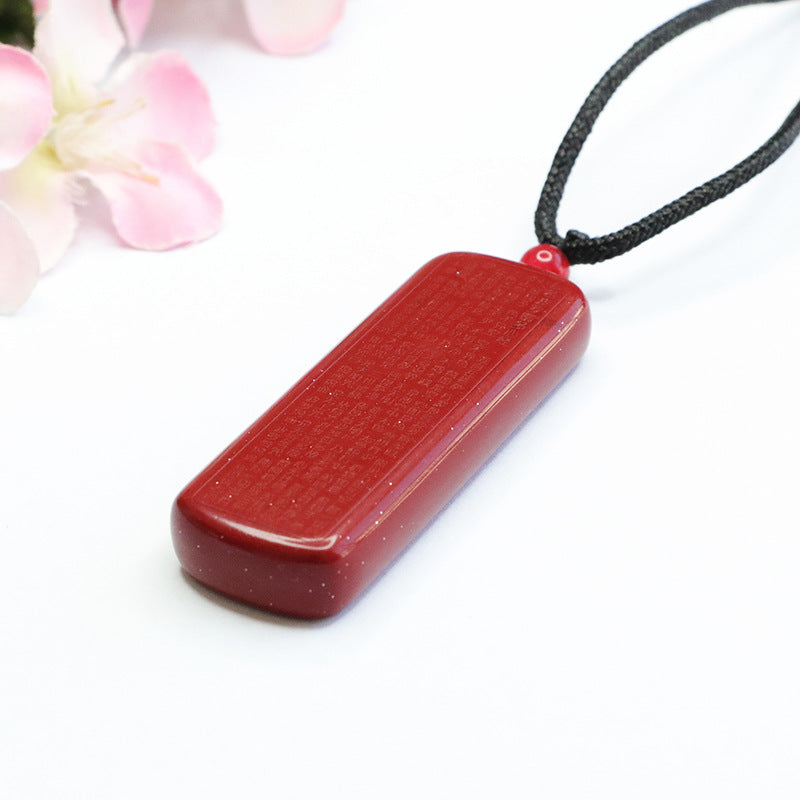 Vermilion Sand Pendant Purple Gold Sand Heart Sutra Square Label Pendant