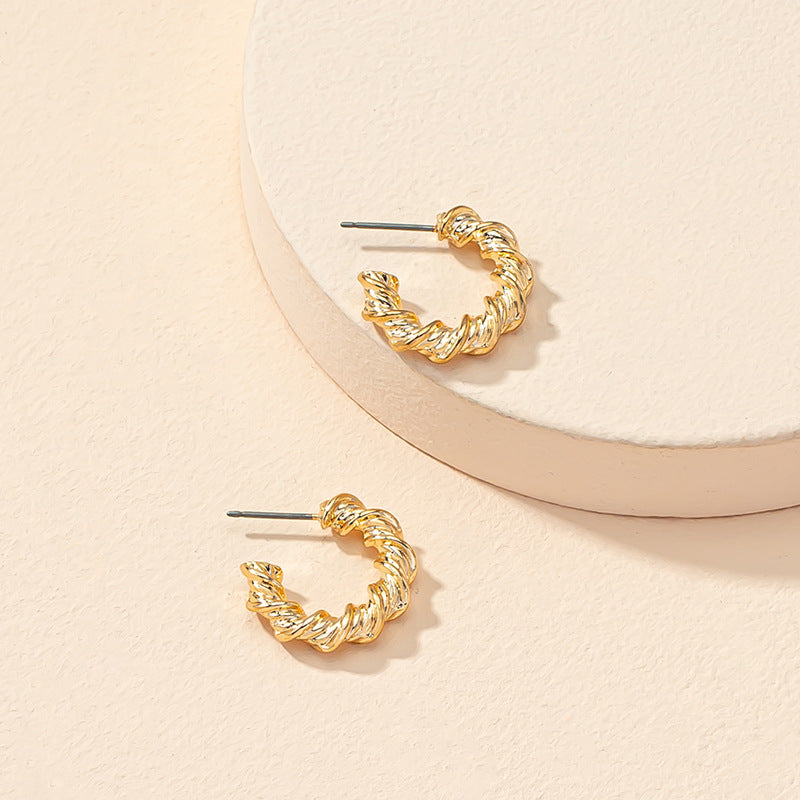 French-Inspired C-Shaped Textured Earrings in Vienna Verve Collection