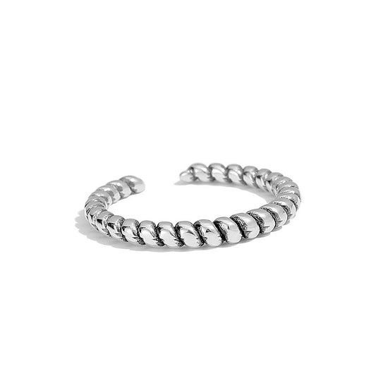 Hemp Rope Design Opening Sterling Silver Ring