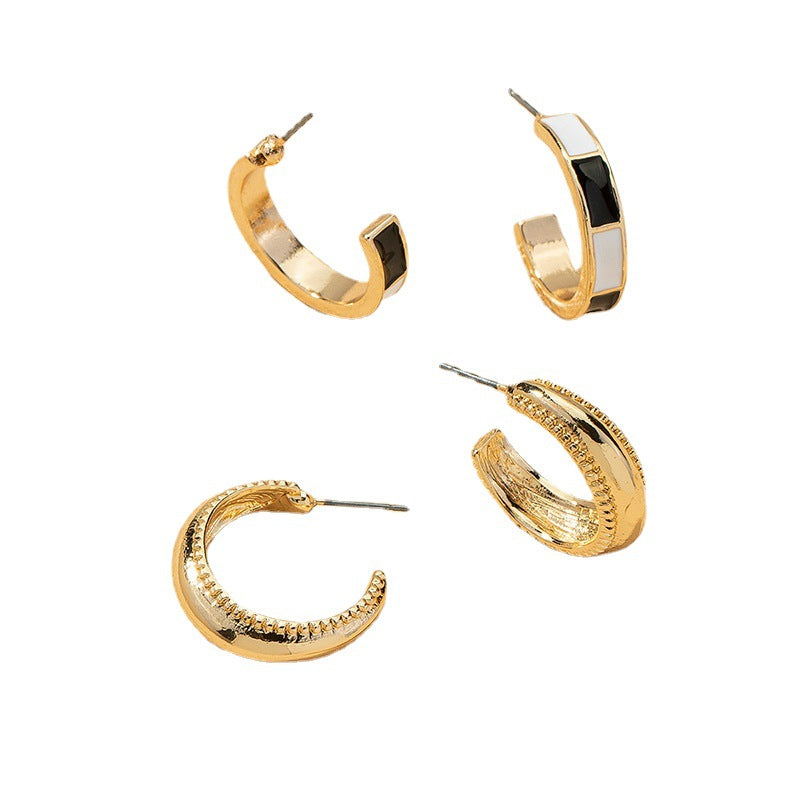 Bold Statement Earring Bundle - Trendy European & American Design Duo