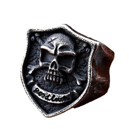 Retro Good Luck Skull Ring for Men - Durable Stainless Steel Jewelry in Sizes 7-13