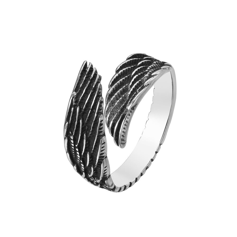 Retro Angel Wings Titanium Steel Ring