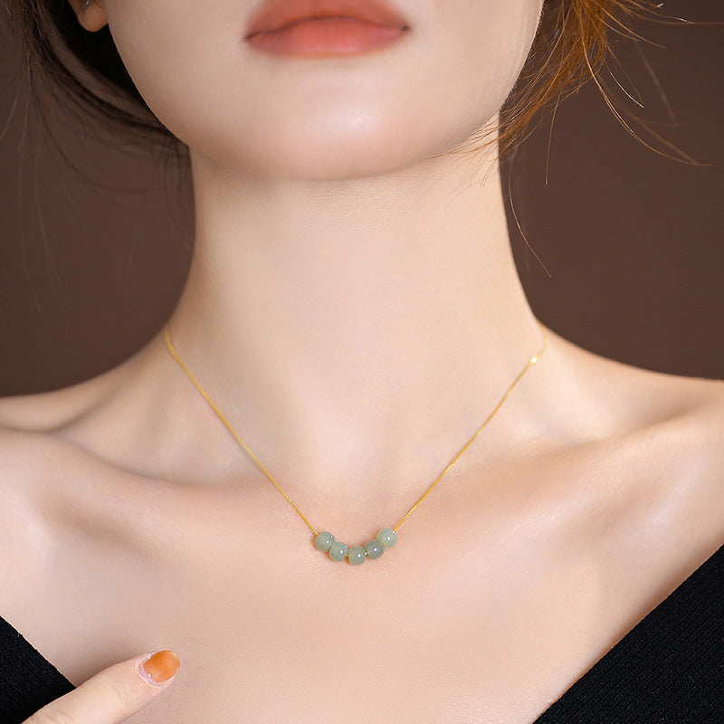 Fortune's Favor Sterling Silver Necklace with Hetian Jade Box Chain