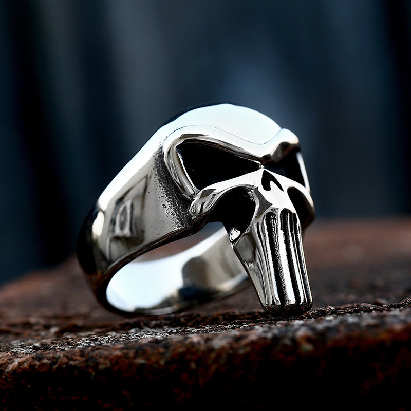 Stylish Retro Titanium Steel Skull Ring for Men - Wholesale European and American Punisher Design