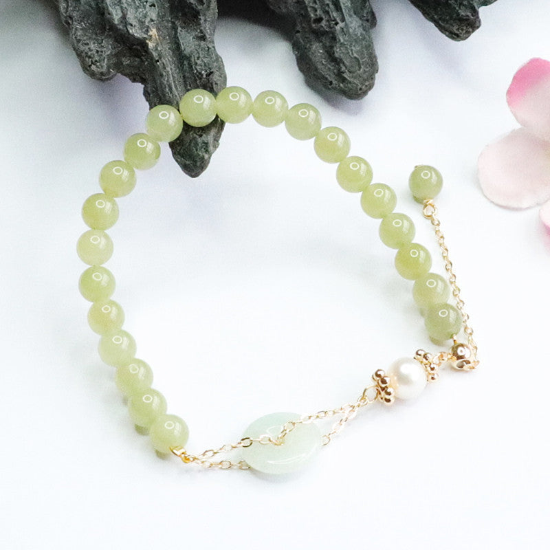 Clear Water Jadeite Bracelet with Sterling Silver Safety Clasp