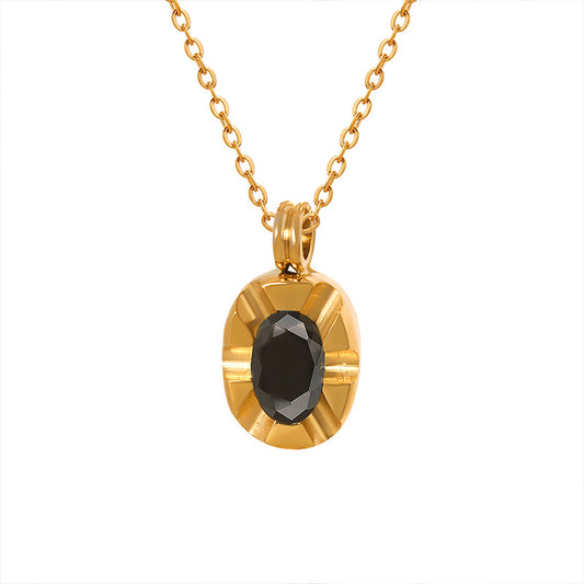 Dark Winds Black Zircon Necklace with 18K Gold Electroplating