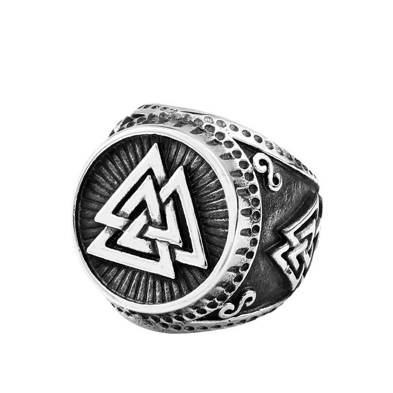 Nordic Viking Retro Titanium Steel Ring for Men - Personalized Triangular Stacked Jewelry