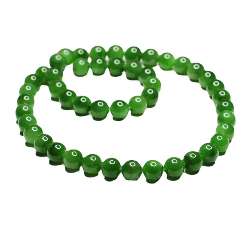 Natural Hotan Jade Necklace Green Jade Bead Chain Necklace Jade Jade Jewelry