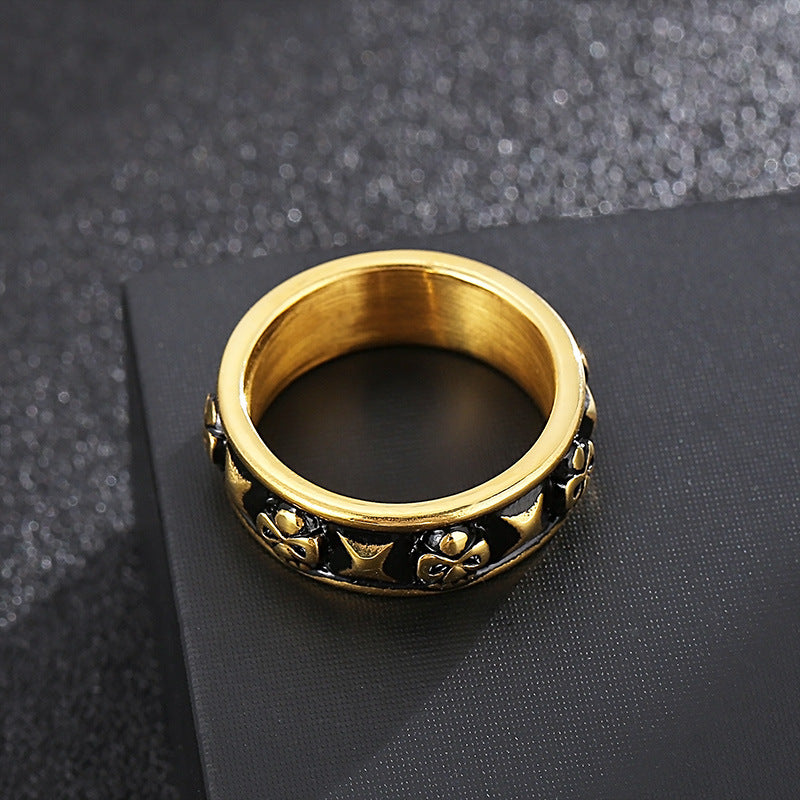 Punk Skull Titanium Steel Ring for Men - European and American Fashion Wholesale Jewelry