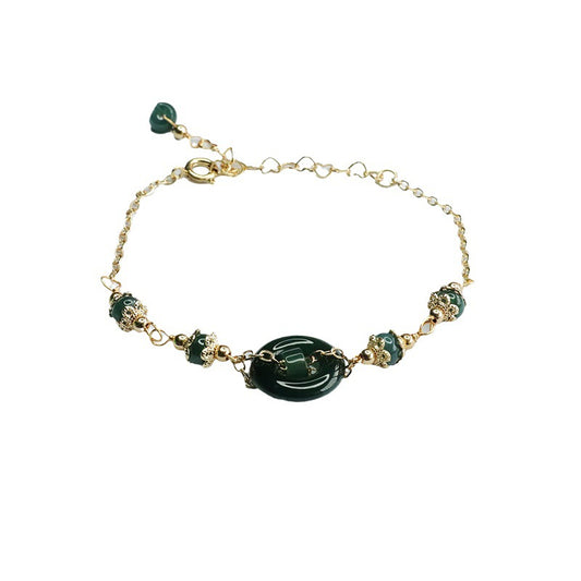 Fortune's Favor Sterling Silver Jade Bracelet with Blue Ring Detail