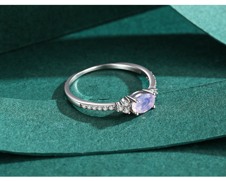 Elegant Sterling Silver Oval Crystal Ring - Everyday Genie Collection