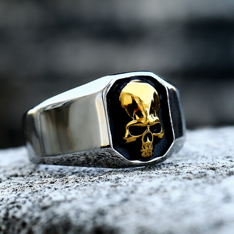 Men's Titanium Steel Punk Skull Ring - Edgy Hip Hop Style Wholesale Accessory