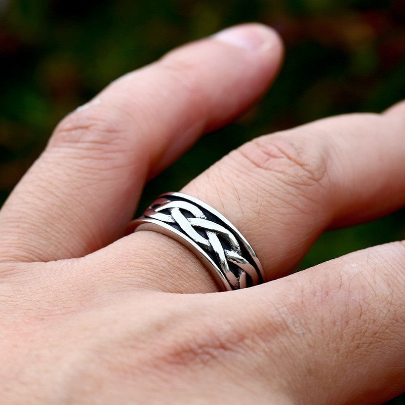 Titanium Steel Nordic Viking Celtic Knot Men's Ring - Retro Fashion Jewelry